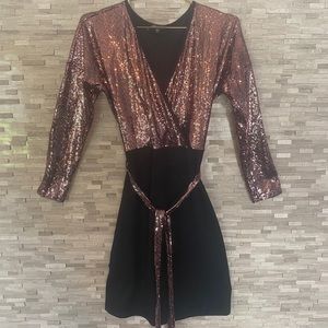 Pink and black sequined dress